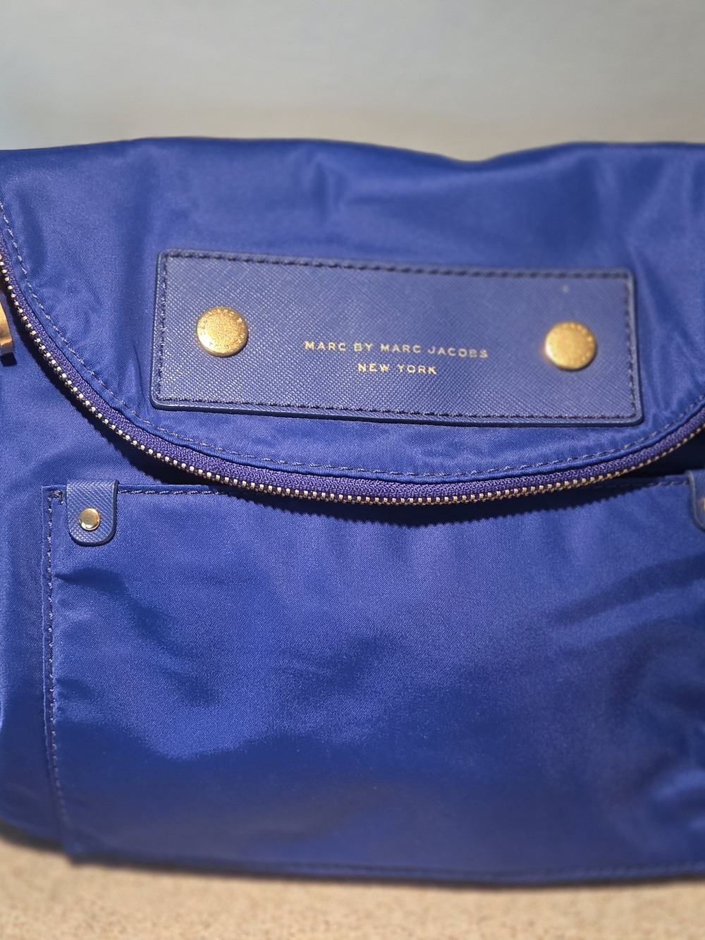 Marc by Marc Jacobs Cobalt Blue Nylon Crossbody with Gold Hardware